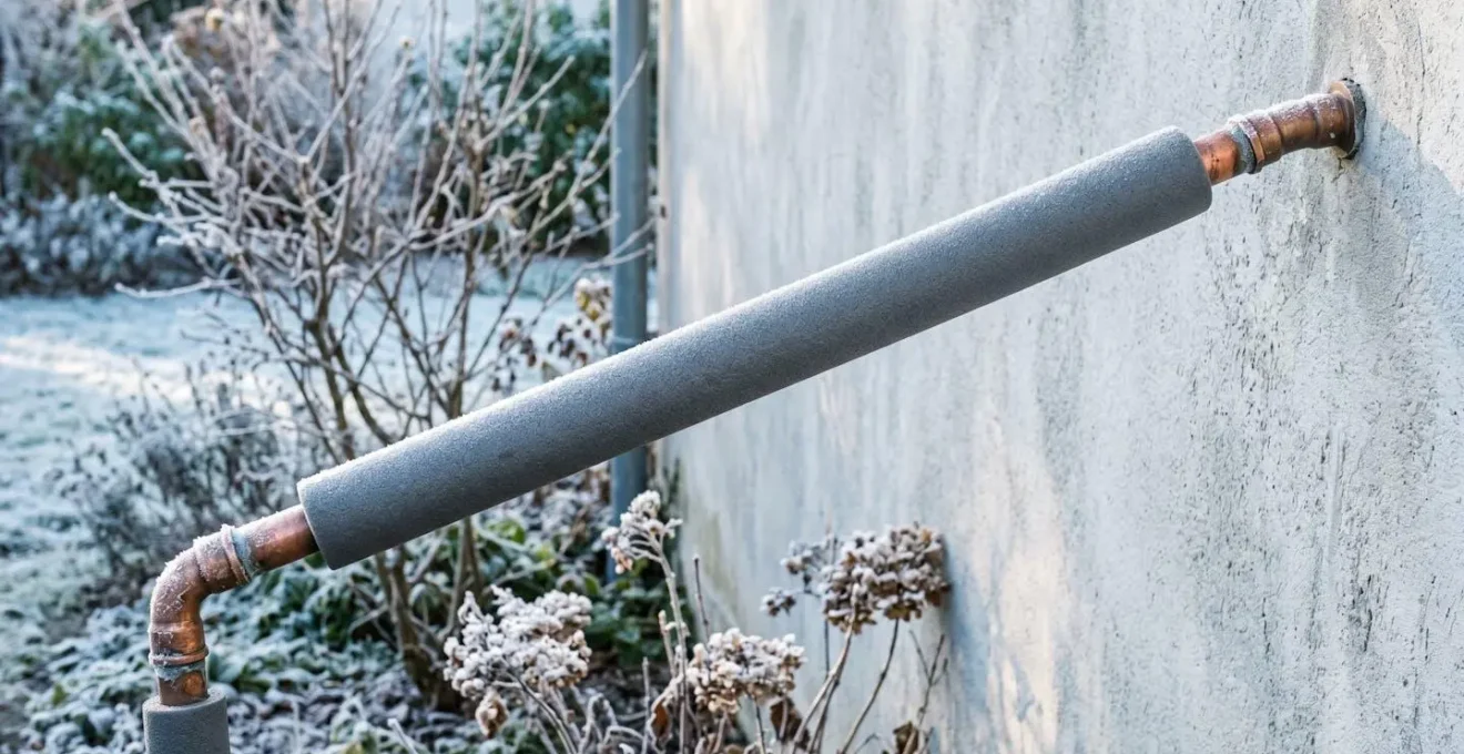 Canalisation extérieure protégée par une isolation thermique contre le gel hivernal