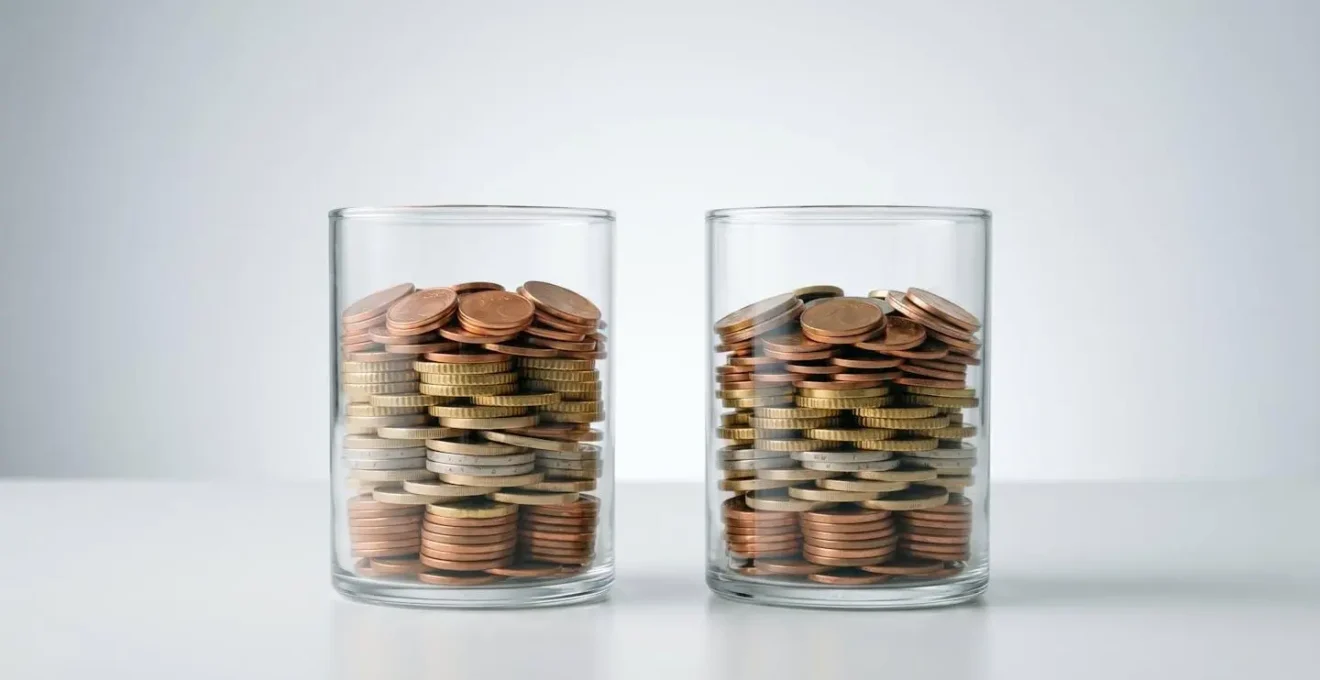 Métaphore visuelle montrant la répartition d'une cotisation de 100 euros entre mutuelle et assurance