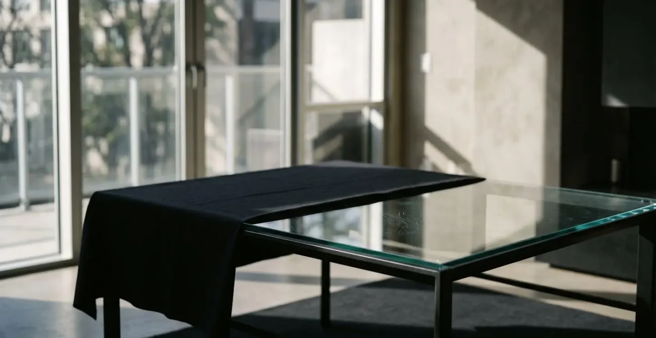 Intérieur contemporain avec mobilier en verre et surfaces vitrées capturant la lumière naturelle
